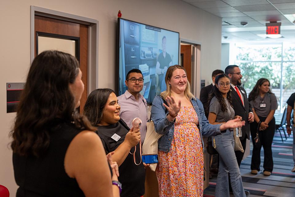 Counselors meeting in the Welcome Center